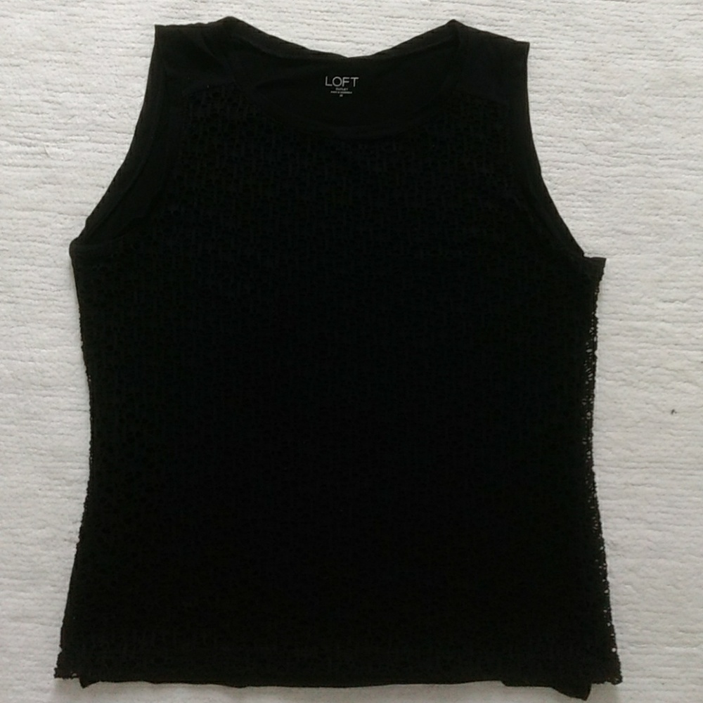 Tank, black, textured front, LOFT, size M